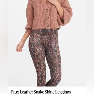 Spanx, faux leather snake, shine leggings, mocha snake